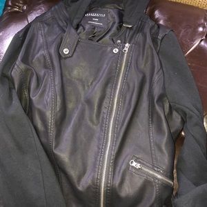 black leather biker jacket  2XL coat plus size